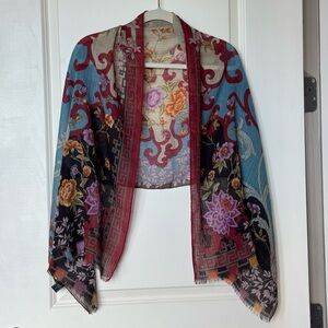 Etro Multi color extra large wool scarf 62” x 24”